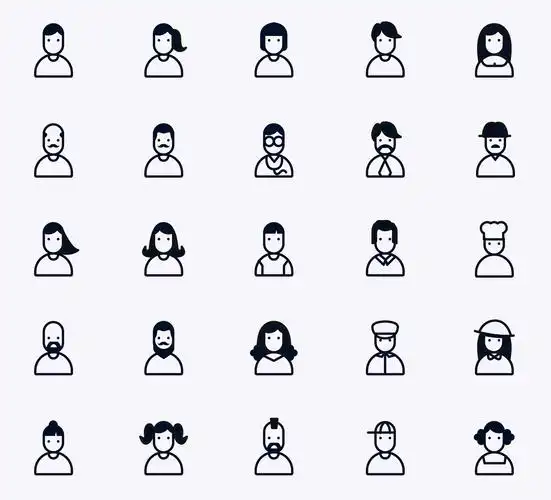 25枚用户头像矢量线性图标peopleandusericons