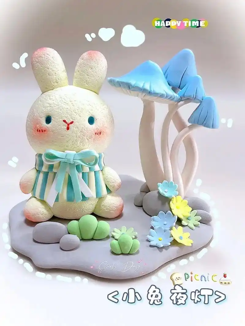 小兔夜灯#粘土 ##粘土教程 #彩泥 #黏土 - 抖音