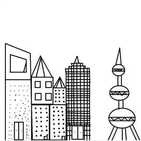 城市标志建筑物简笔画
