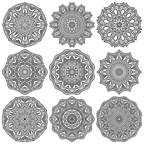 精美圆形印花花纹矢量素材