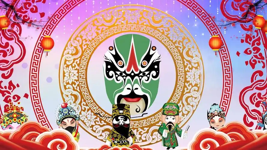 4k中国风旋转剪纸led京剧戏曲舞台视频背景mp4戏曲舞台背景