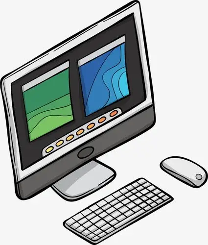 卡通手绘台式电脑素材免费下载_觅元素