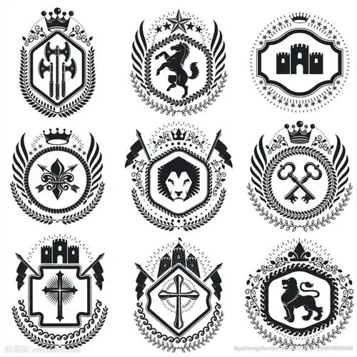 黑白徽章纹章矢量素材设计图__花边花纹_底纹边框_设计图库_昵图网