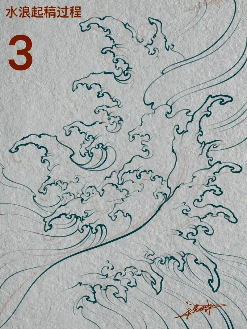 水浪绘制过程分享98.人生短短几十年,波涛汹涌还是风平浪静, - 抖音