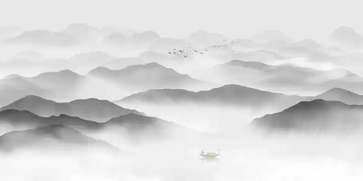 黑白山水画图片