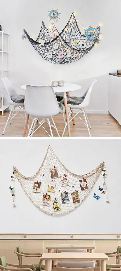 渔网网红照片墙背景墙装饰麻绳夹子相片框挂墙网格墙创意个性 大号