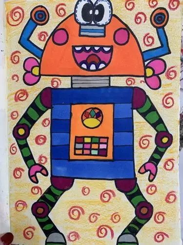 趣味简笔画"开心机器人"———师范附小艺术幼儿园阳光五班