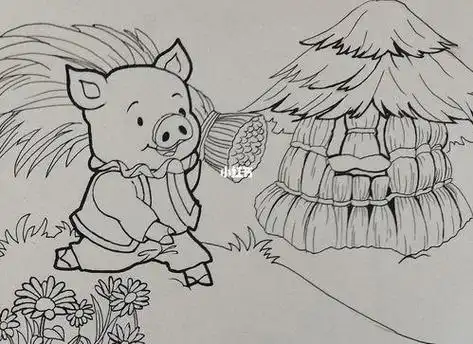 三只小猪一儿童简笔画简笔画动漫插画寒假去哪玩文化绘画