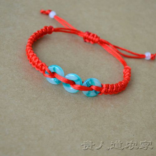 仿玉平安扣红绳手链手工编织男女随身幸运手绳手链