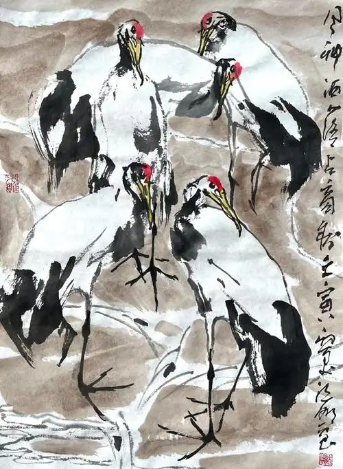 云中鹤诗中仙画中见真颜著名画家朱法鹏作品欣赏