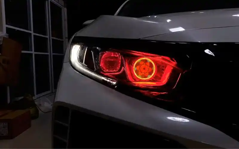 10代思域车灯升级led激光透镜远光炮七彩红色恶魔眼写轮眼轮回眼四