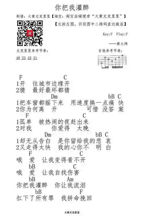 你把我灌醉尤克里里谱-邓紫棋 对我 你爱得太晚1