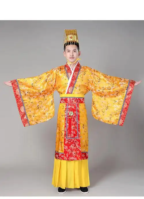 古装男汉服隋唐汉朝太子皇帝汉武帝服装秦始皇龙袍儿童演出服红色100