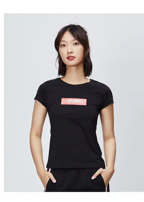 特步女装t恤女圆领宽松半袖休闲运动短袖体恤上衣女dx 桔红 2xl