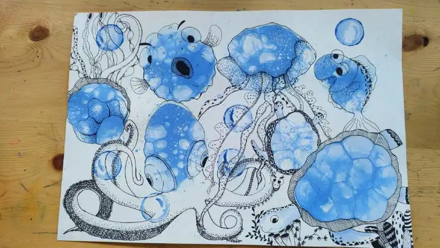 原创泡泡联想绘画海洋