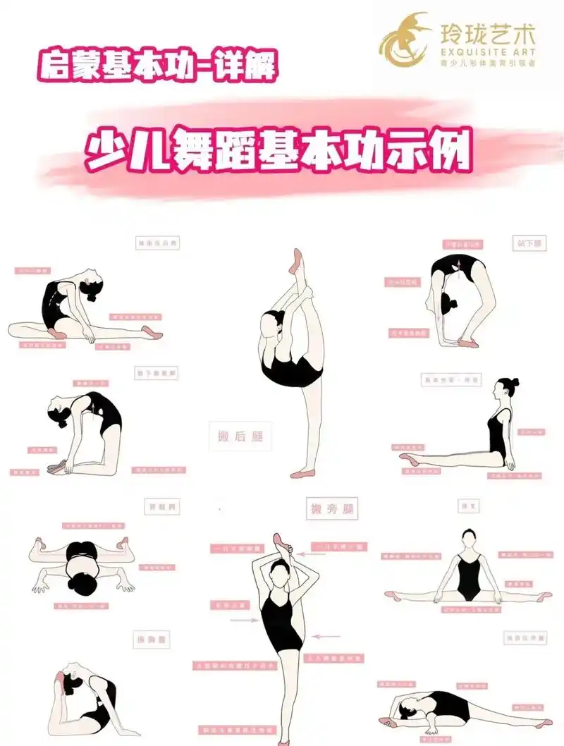 少儿舞蹈必练基本功示例!超详细图解.正所谓"功到自然成"  - 抖音