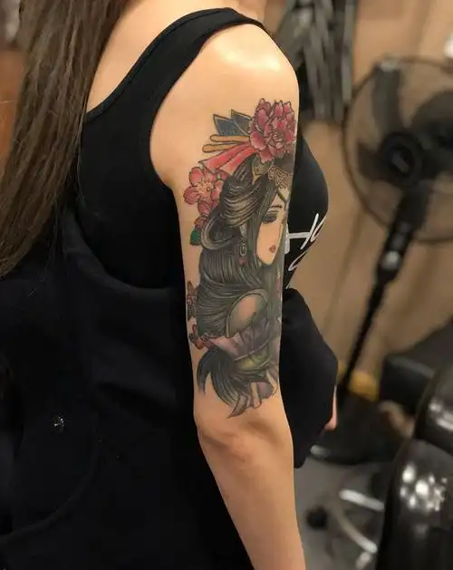 艺妓纹身纹身图片手臂新传统纹身图案