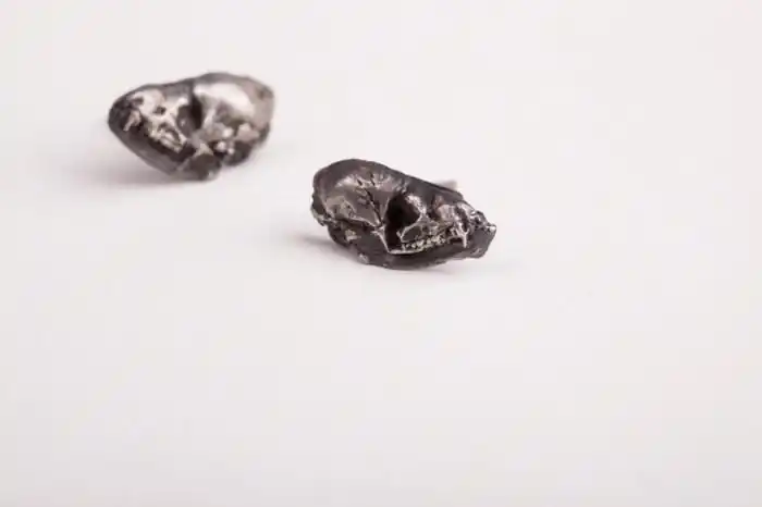 中国设计师【骸】 纯手工925银 蝙蝠头骨耳钉,【材质】925银【尺寸】1