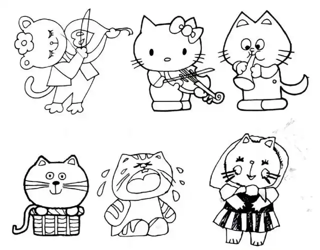 动物音乐会简笔画hellokitty