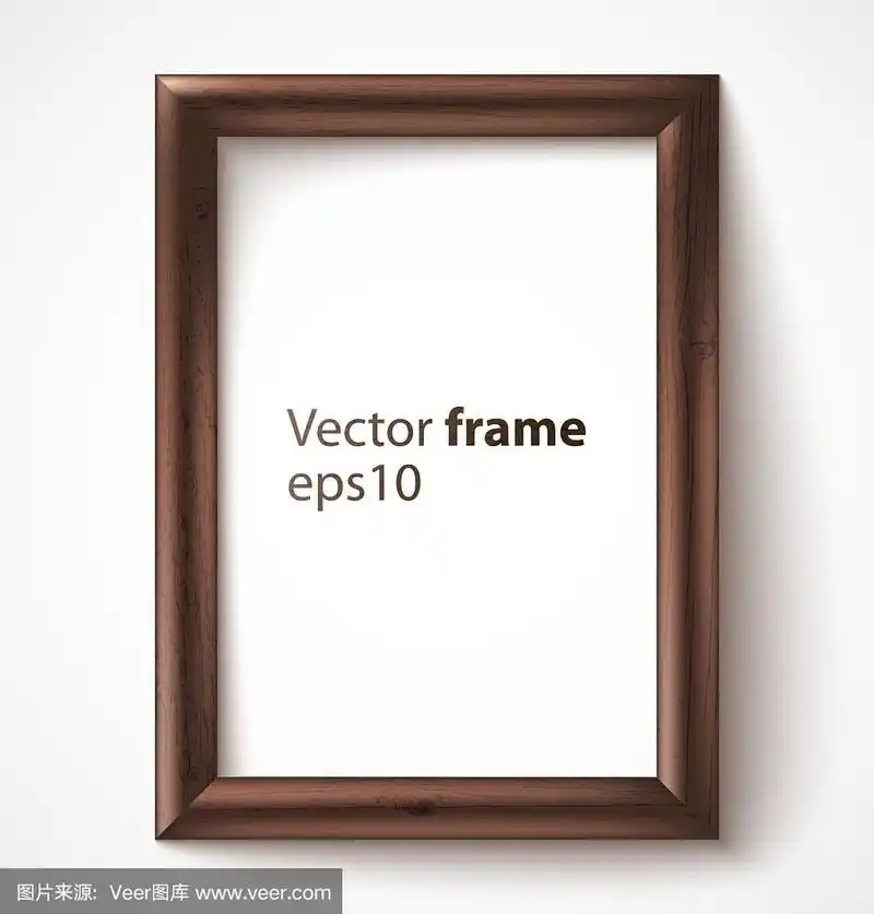 木制矩形3d相框与阴影