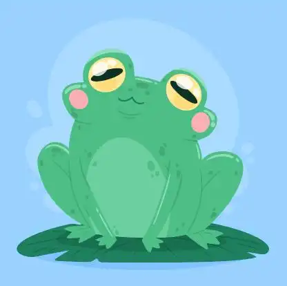 可爱卡通手绘青色青蛙矢量素材