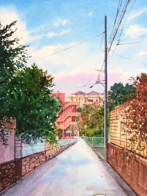 日系水彩街景|前方的风景更美好!
