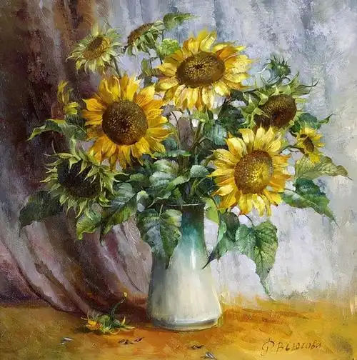 vjugovey rimma静物瓶花水彩画欣赏