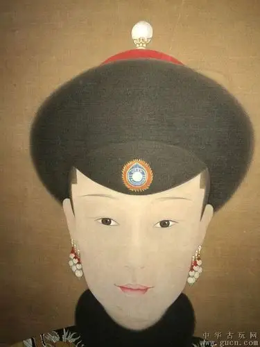 清代宫廷画师郎世宁人物肖像图绢本书画卷轴