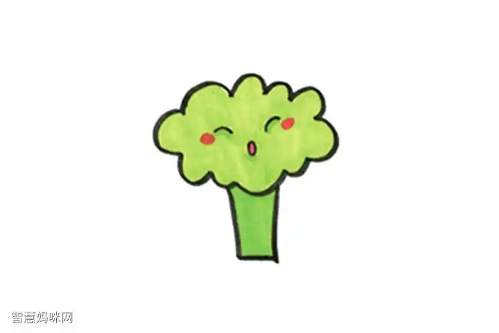 超简单的可爱西蓝花简笔画