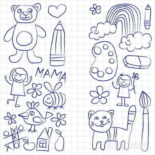 幼儿园涂鸦记事本纸上的图片插画-正版商用图片0rnsm5-摄图新视界