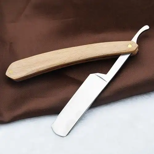 剃须刀手动老式剃刀胡须刀刮脸刀手动刮胡刀男士剃毛刀剃头刀木柄