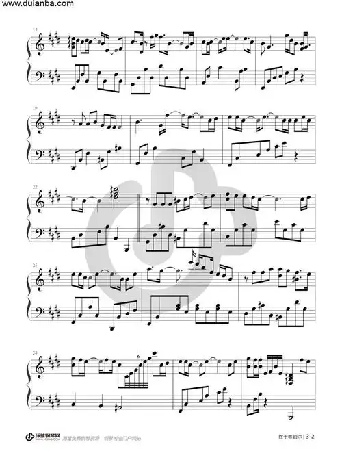 钢琴谱终于等到你电视剧咱们结婚吧主题曲张靓颖高清