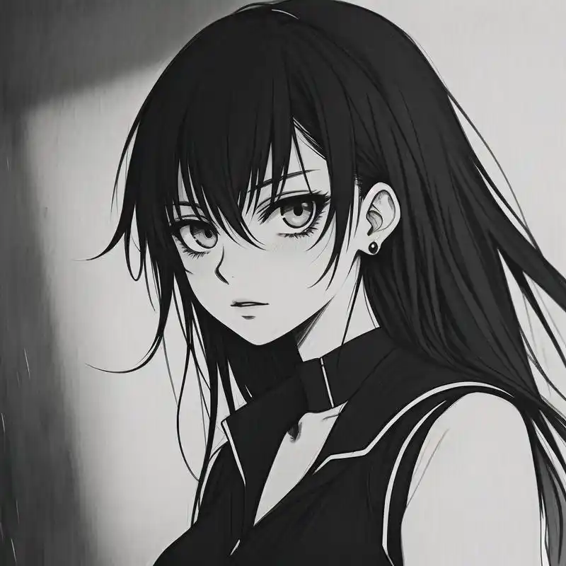 🎬 黑白动漫风,冷漠厌世女生头像 🖤