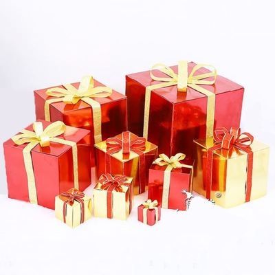 礼物堆头礼品春节摆设雪花包装橱窗带盖道具礼物盒纸质商场美陈