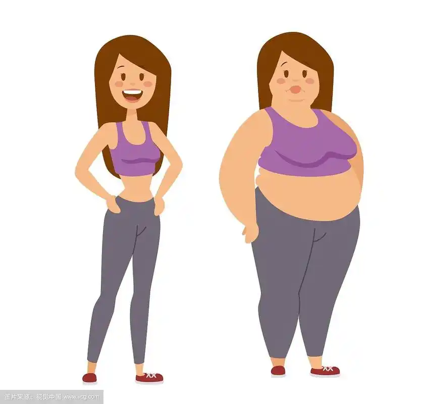 卡通人物的胖女人和瘦女孩