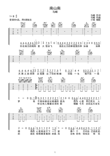 马頔 南山南 吉他谱 g调指法 无限延音编配g调六线pdf谱吉他谱-虫虫