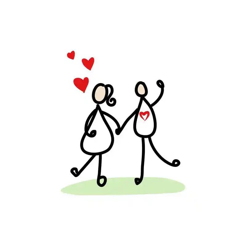 恋爱中的夫妻,手绘卡通情调