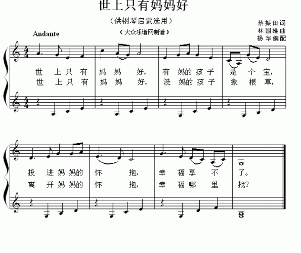 世上只有妈妈好(钢琴启蒙小曲·54)(1)_原文件名:2015072221210443443