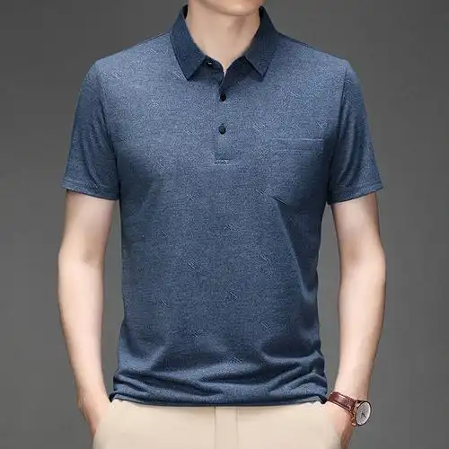 轻商务仿棉polo衫男士短袖t恤夏季纯色polo领中青年大码男装