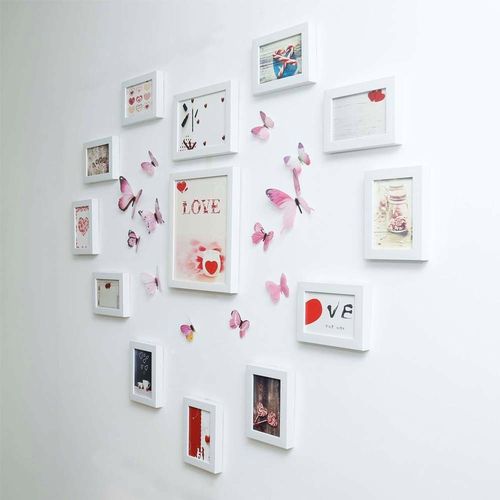 心形洗照片做成照片墙装饰相框墙挂墙免打孔创意个性组合相片墙贴