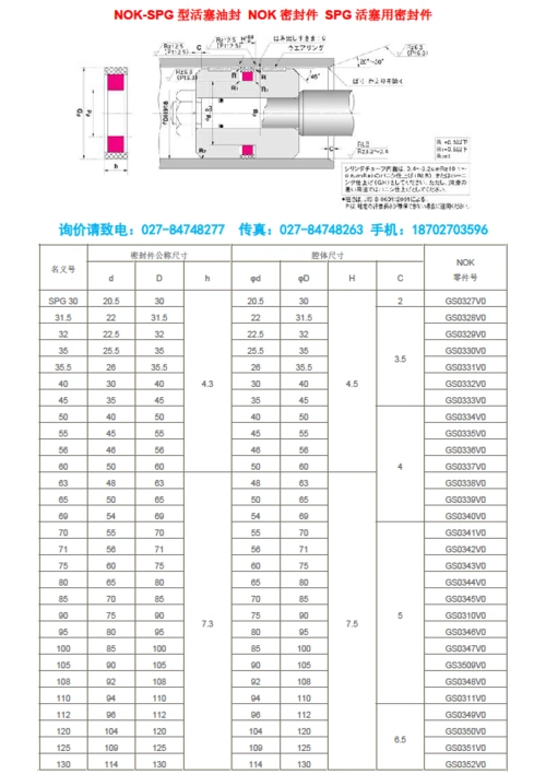 nokspg型活塞油封nok密封件spg活塞用密封件