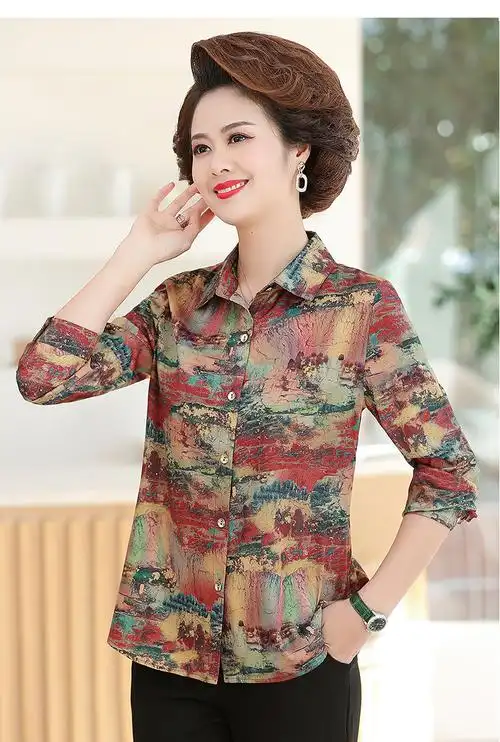 闪电发货恒源祥高档品牌女装春夏新款中老年妈妈春款衬衫女新款夏装