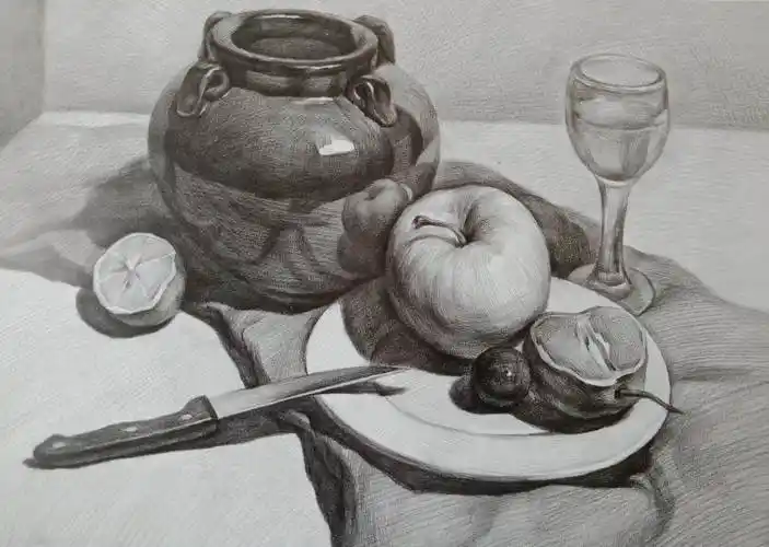 静物组合素描图片 简单静物组合素描图片