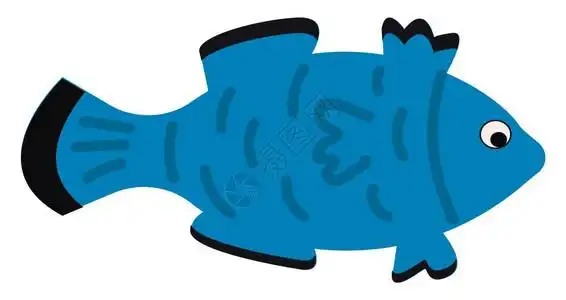 禁止吸烟标识绘制蓝鱼矢量图插画