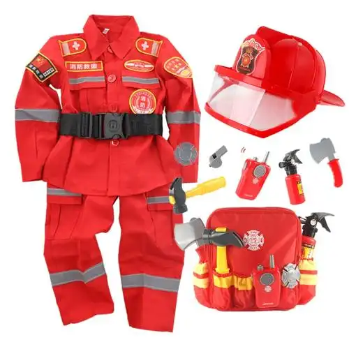 儿童消防队衣服玩具男女童消防员表演服万圣节角色扮演职业体验装