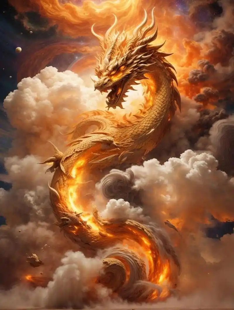 神龙出渊,一飞冲天 上古时期飞龙在天的年代,对金龙的描述是最稀少的