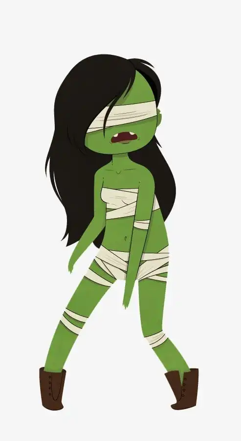 万圣节卡通可爱奔跑的木乃伊