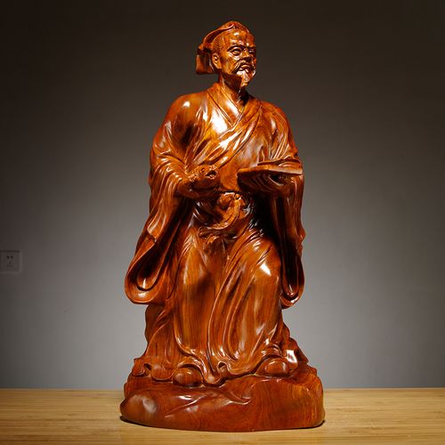 黑檀木雕鲁班祖师雕像鲁班雕塑人物雕刻摆件家居客厅公司装饰送礼