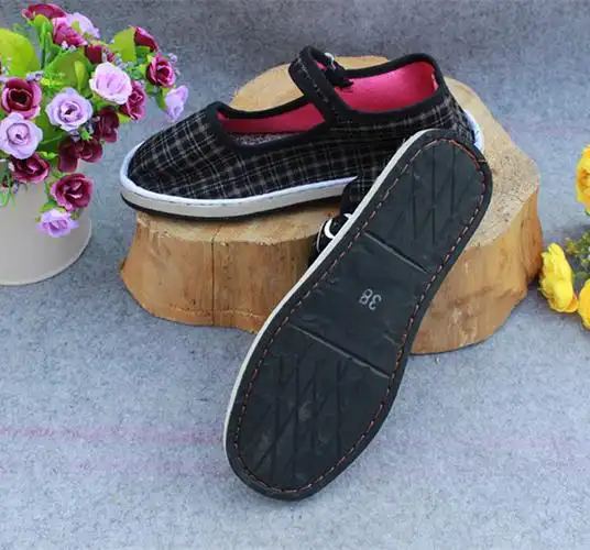 女式中老年一字扣懒人布鞋经典男款松紧带布鞋