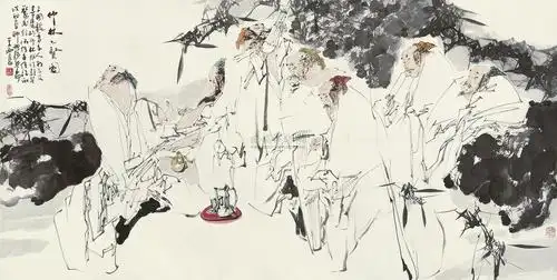 【竹林七贤图 镜心 设色纸本】拍卖品_图片_价格_鉴赏_绘画_雅昌艺术